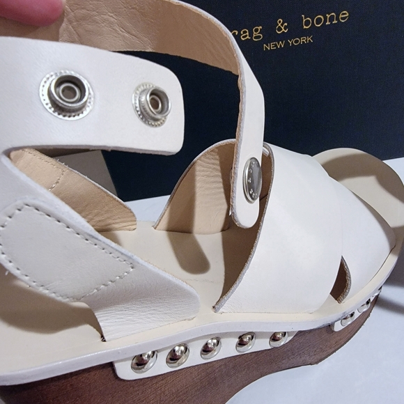 Rag & Bone Hester Ivory White Platform Studded Wedge Sandal NIB - Picture 8 of 13